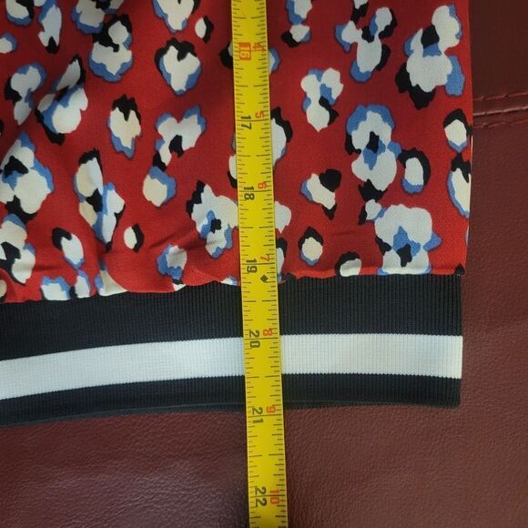 Moma Red Satin Stripe Band and Animal Print Blouse - Picture 8 of 12